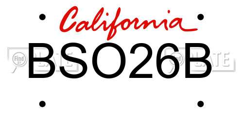 BSO26B California License Plate