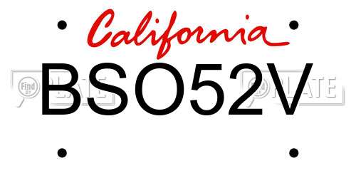 BSO52V California License Plate