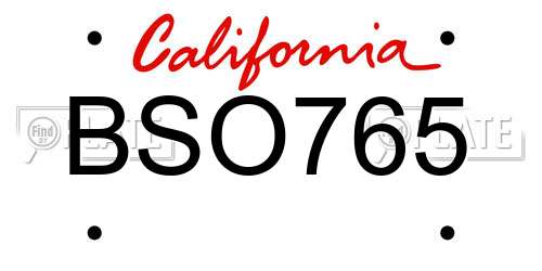 BSO765 California License Plate