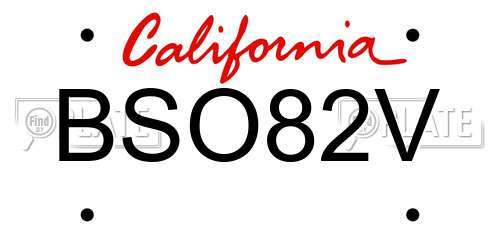 BSO82V California License Plate