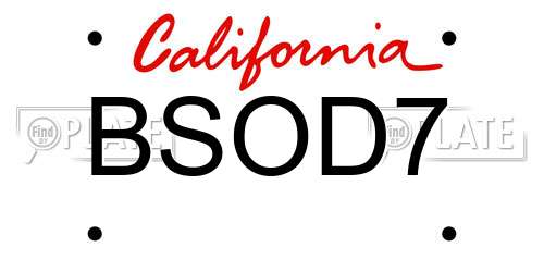 BSOD7 California License Plate