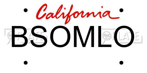 BSOMLO California License Plate