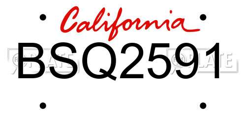 BSQ2591 California License Plate