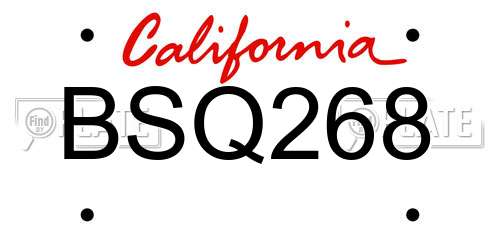 BSQ268 California License Plate