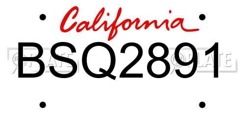 BSQ2891 California License Plate