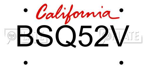 BSQ52V California License Plate