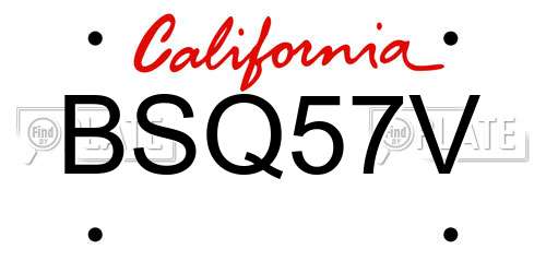 BSQ57V California License Plate