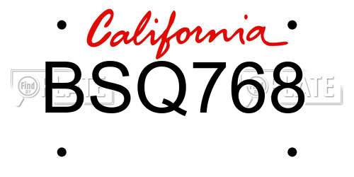 BSQ768 California License Plate