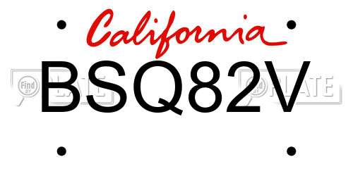 BSQ82V California License Plate