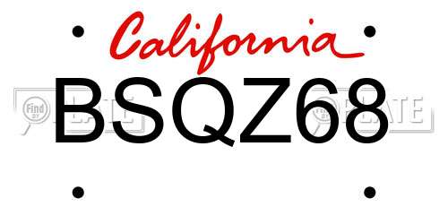 BSQZ68 California License Plate