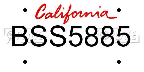 BSS5885 California License Plate