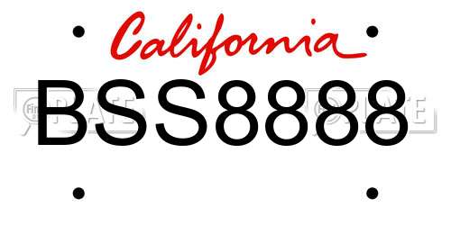 BSS8888 California License Plate