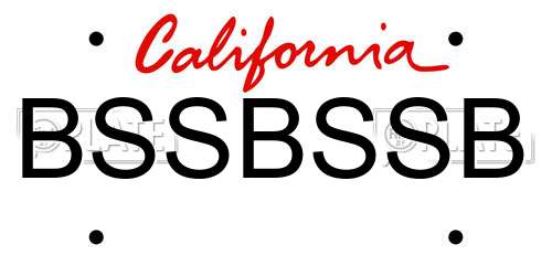 BSSBSSB California License Plate