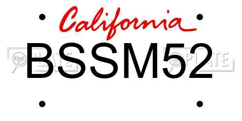 BSSM52 California License Plate
