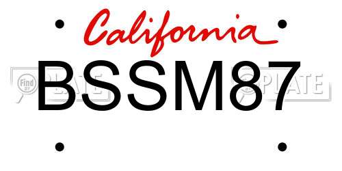 BSSM87 California License Plate