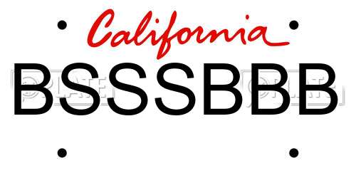 BSSSBBB California License Plate