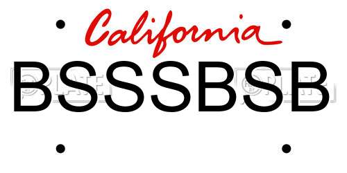 BSSSBSB California License Plate