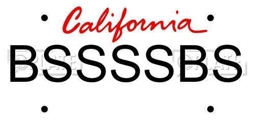 BSSSSBS California License Plate