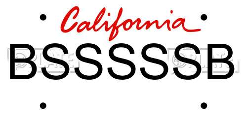 BSSSSSB California License Plate