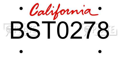 BST0278 California License Plate