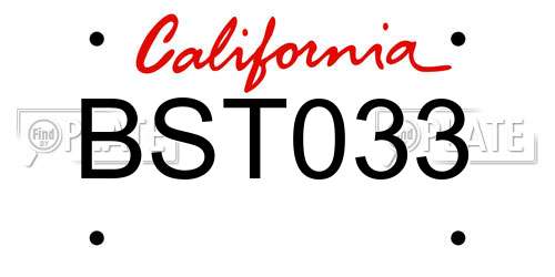 BST033 California License Plate