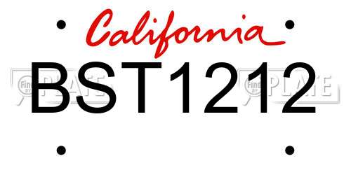 BST1212 California License Plate