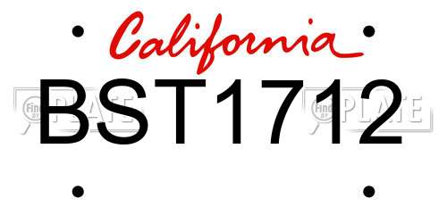 BST1712 California License Plate