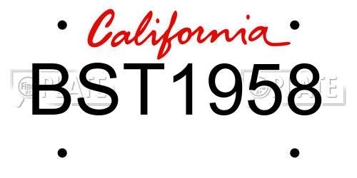 BST1958 California License Plate