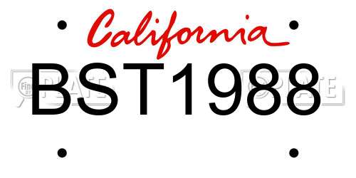 BST1988 California License Plate