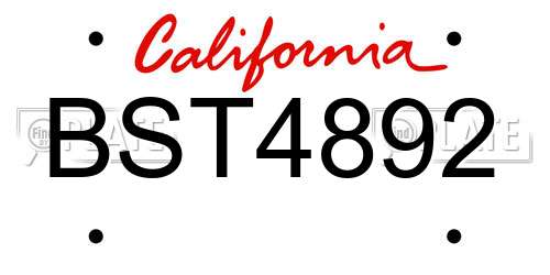 BST4892 California License Plate