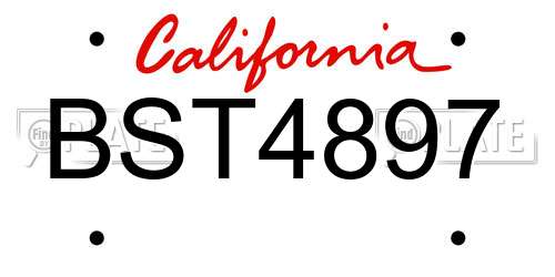 BST4897 California License Plate