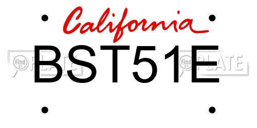 BST51E California License Plate
