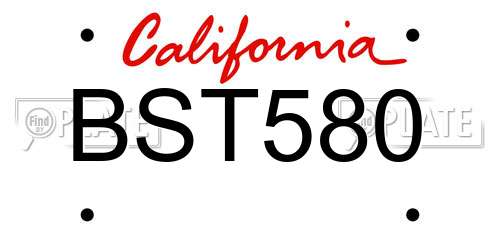 BST580 California License Plate