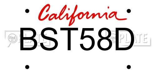 BST58D California License Plate