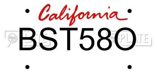 BST58O California License Plate