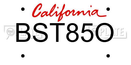 BST85O California License Plate