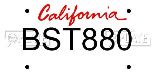 BST880 California License Plate