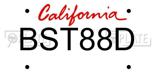 BST88D California License Plate