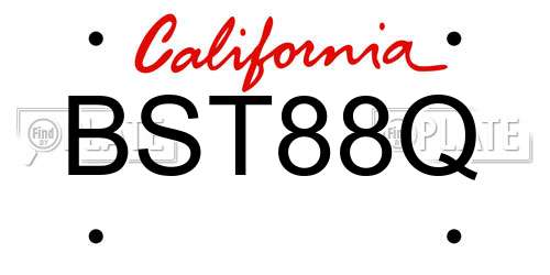 BST88Q California License Plate