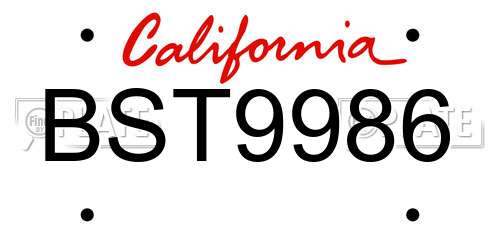 BST9986 California License Plate