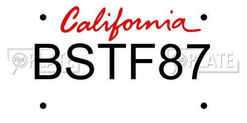 BSTF87 California License Plate