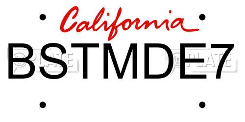 BSTMDE7 California License Plate