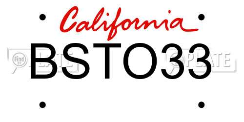BSTO33 California License Plate