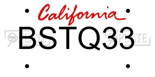 BSTQ33 California License Plate