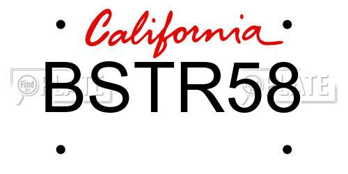 BSTR58 California License Plate