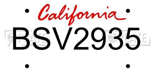 BSV2935 California License Plate