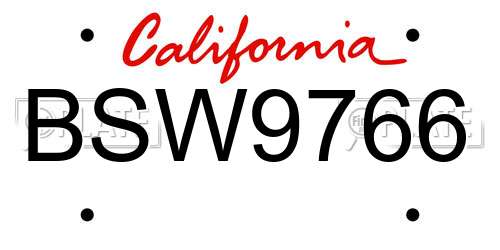 BSW9766 California License Plate