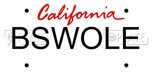 BSWOLE California License Plate