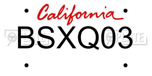 BSXQ03 California License Plate