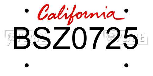 BSZ0725 California License Plate